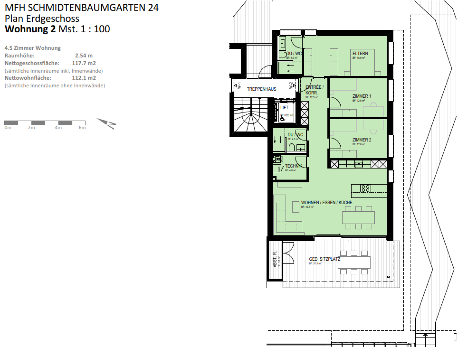 4.5 Zimmer Wohnung Parterre (Bezug ab 1. April 2027) - Wohnung 7